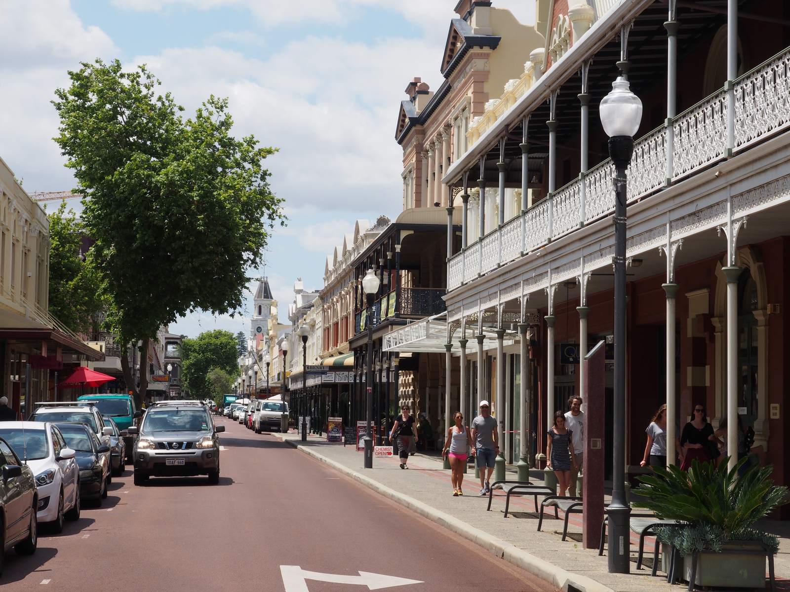 A bustling High Street in the west end of Fremantle, Western Australia